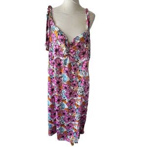 Rebdolls Womens Midi Slip Dress Sz 4XL Floral Boho Romantic Feminine Chic Beachy